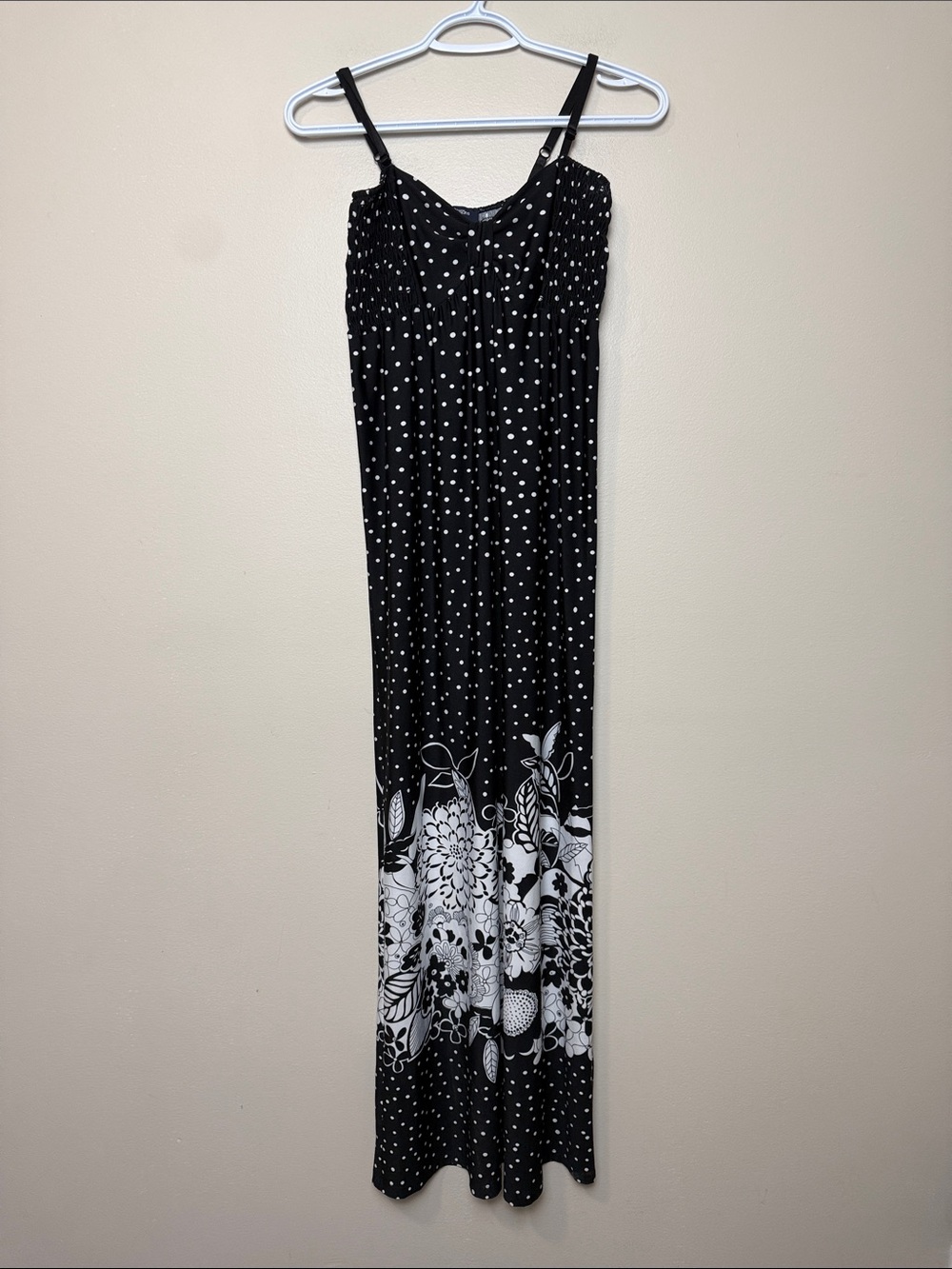 Reitmans Black Polka Dot & Floral mAxi Dress size S